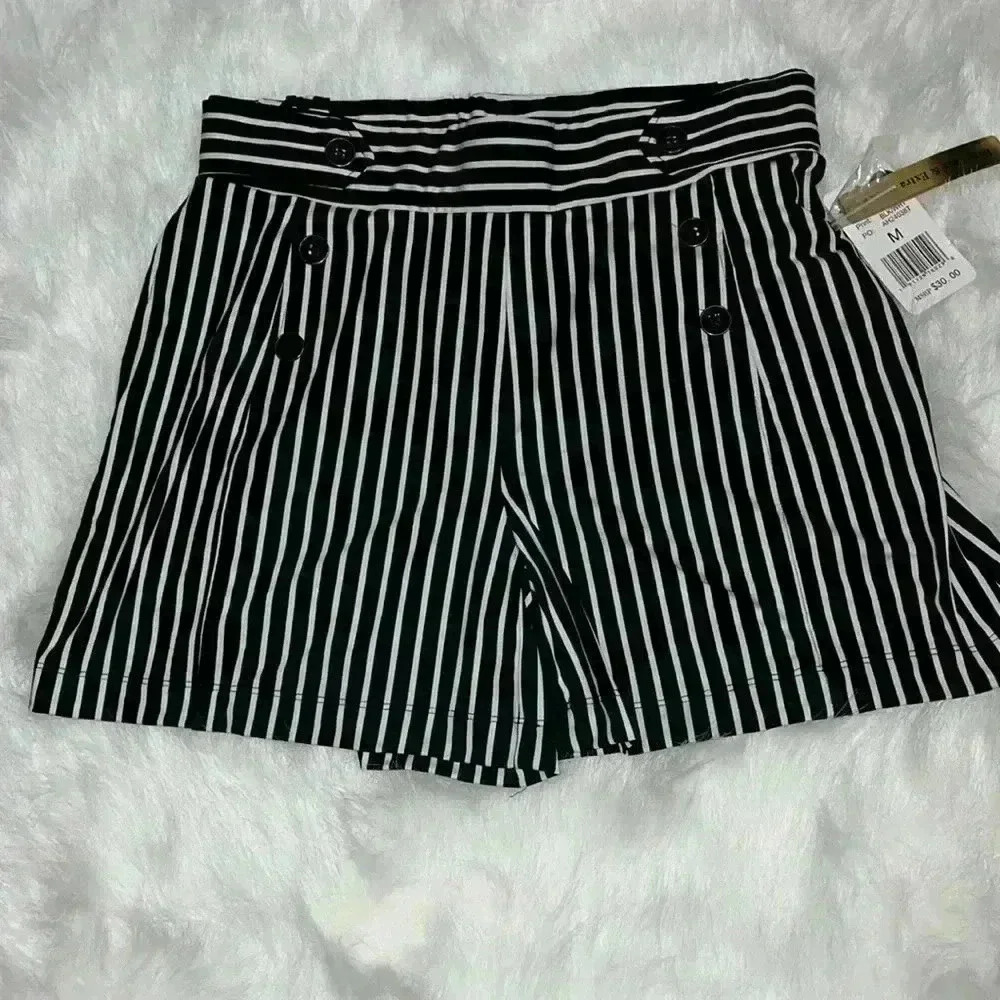 Star Style size medium black, and white white striped shorts